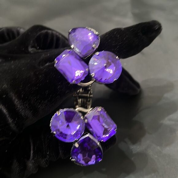 Elegant purple beaded hinged boho bracelet EUC - Picture 4 of 8